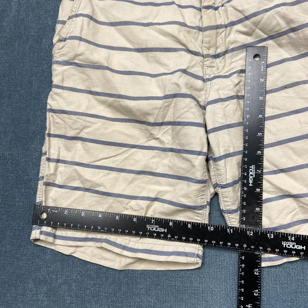 Aeropostale Chino Shorts Mens 32 Blue White Striped Cotton Summer Flat Front
